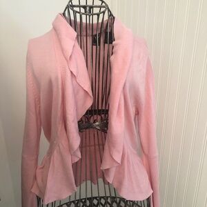 Pink Cotton Cottagecore Feminine Waterfall Collar Cardigan